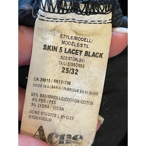 Acne Studios Black Skin 5 Lacey Skinny Leg Jeans Size 25 - Picture 9 of 10
